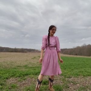 Pleated dress country style handmade